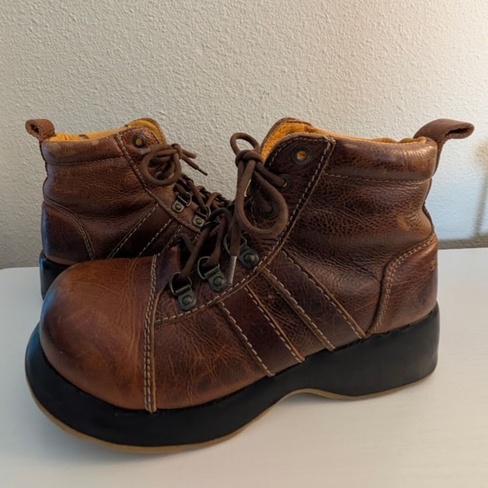 London Underground Ankle Combat Boots Womens 10 US Brown Willy Chunky 90s Y2K